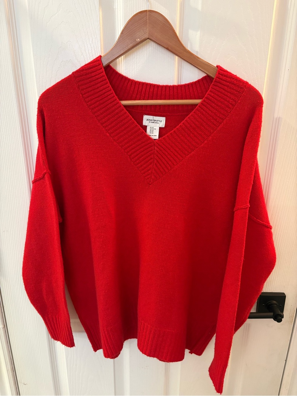 Song of Style Bright Red V-Neck Sweater